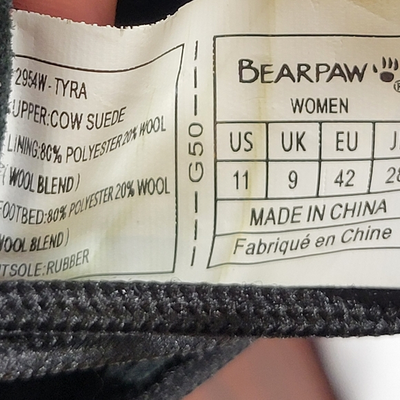 Bearpaw Tyra Womens 11 Lace-Up Boots Black Suede With Shearling Lining - Picture 8 of 10